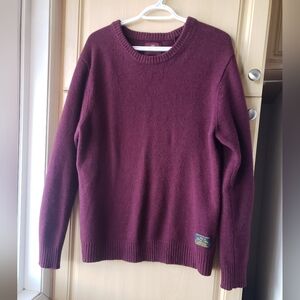 Scotch & Soda 100% Merino Wool Deep Burgundy Crew Neck Sweater
